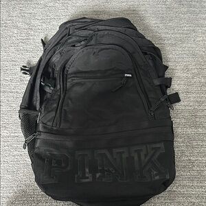 PINK Victoria's Secret Black Backpack with Multi-Compartment Design